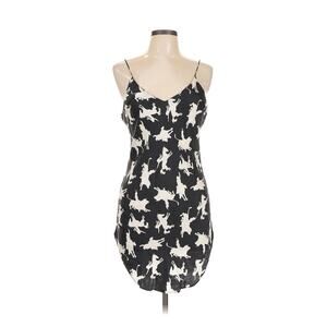 VTG Magic Silk Black white Rodeo Horses Western Mini Dress Washable L